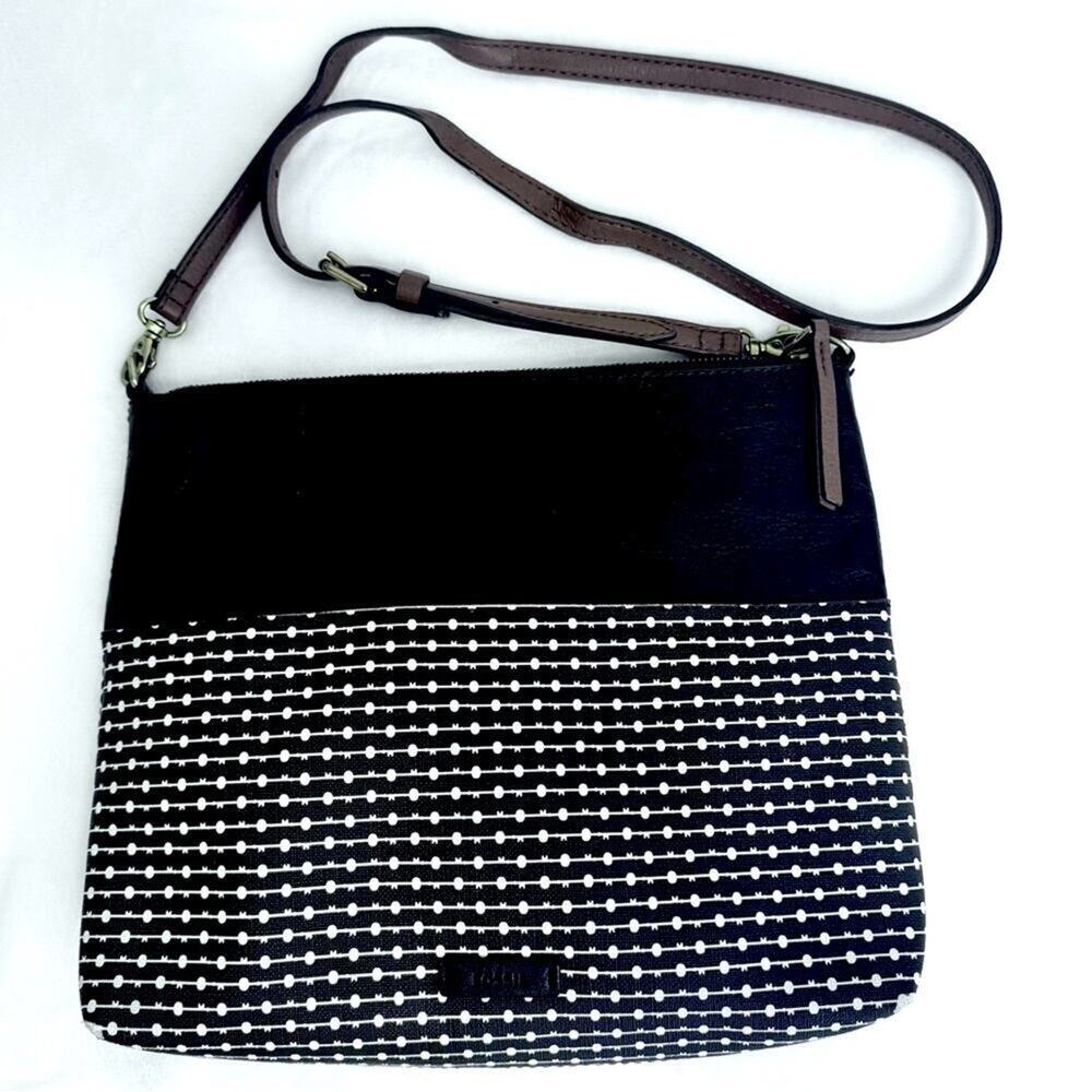 FOSSIL Fiona Black and White Polkadot Dot Crosssbody Bag Purse